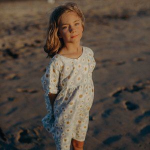 Goldie + Ace | Lulu linen dress: daisy sky print | Australian brand | Size 6-12m